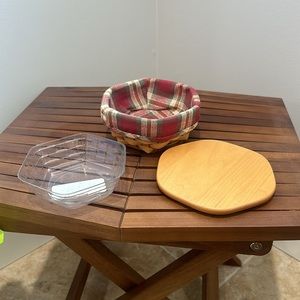 Longaberger small basket, cloth liner and plastic protector, like new